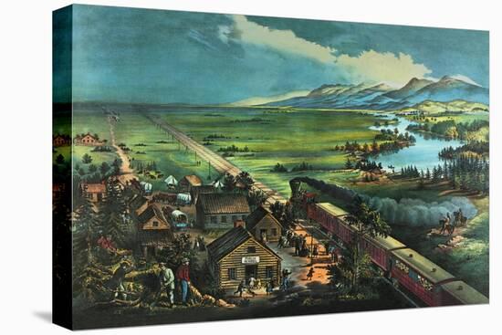 Trains Opening the Great American Plains-null-Stretched Canvas