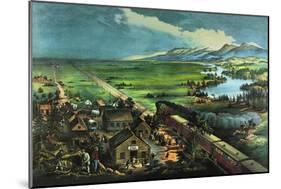 Trains Opening the Great American Plains-null-Mounted Premium Giclee Print