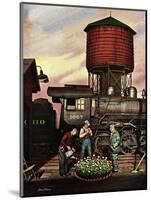 "Trainyard Flower Garden," August 9, 1947-Stevan Dohanos-Mounted Giclee Print