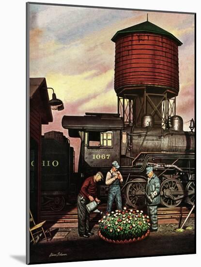 "Trainyard Flower Garden," August 9, 1947-Stevan Dohanos-Mounted Giclee Print