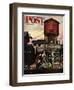 "Trainyard Flower Garden," Saturday Evening Post Cover, August 9, 1947-Stevan Dohanos-Framed Giclee Print