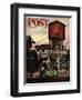 "Trainyard Flower Garden," Saturday Evening Post Cover, August 9, 1947-Stevan Dohanos-Framed Giclee Print