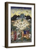 Traité de fauconnerie et de vénerie avec la devise et l'emblème du duc de Sforza-null-Framed Giclee Print