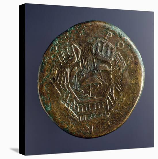 Trajan Coin Depicting Port of Trajan, Verso, Roman Coins AD-null-Stretched Canvas