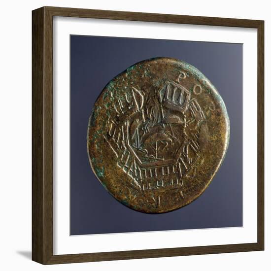 Trajan Coin Depicting Port of Trajan, Verso, Roman Coins AD-null-Framed Giclee Print