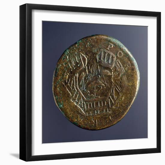 Trajan Coin Depicting Port of Trajan, Verso, Roman Coins AD-null-Framed Giclee Print