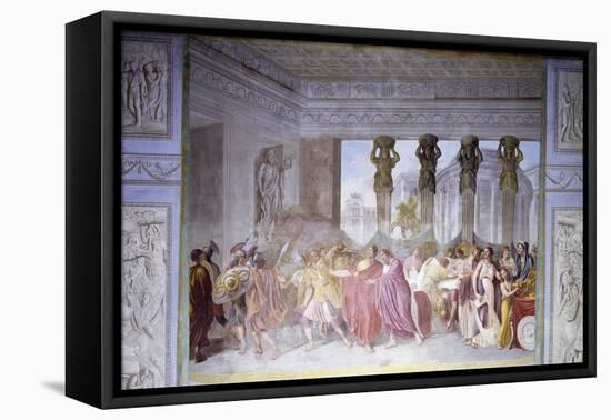 Trajan Dismissing His Armed Guard in Conspirator Licinius Sura's House, 1820-Luigi Ademollo-Framed Stretched Canvas