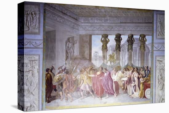 Trajan Dismissing His Armed Guard in Conspirator Licinius Sura's House, 1820-Luigi Ademollo-Stretched Canvas