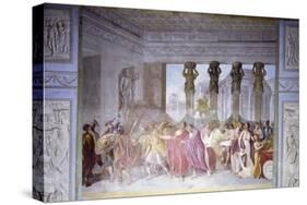 Trajan Dismissing His Armed Guard in Conspirator Licinius Sura's House, 1820-Luigi Ademollo-Stretched Canvas