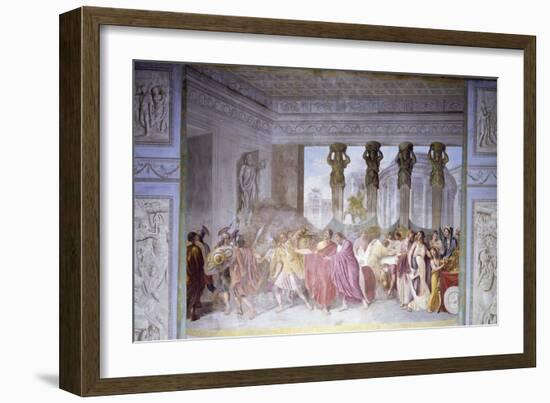 Trajan Dismissing His Armed Guard in Conspirator Licinius Sura's House, 1820-Luigi Ademollo-Framed Giclee Print