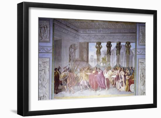 Trajan Dismissing His Armed Guard in Conspirator Licinius Sura's House, 1820-Luigi Ademollo-Framed Giclee Print