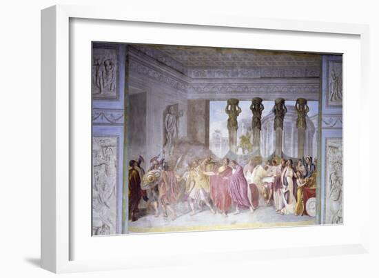 Trajan Dismissing His Armed Guard in Conspirator Licinius Sura's House, 1820-Luigi Ademollo-Framed Giclee Print