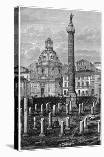 Trajan's Column and Ulpian's Basilica, Roman Forum, Rome, Italy, 19th Century-Decreef-Stretched Canvas