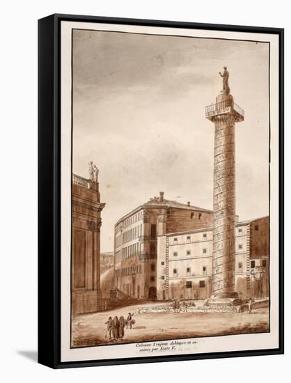Trajan's Column, Cleared and Cordoned Off by Sixtus V, 1833-Agostino Tofanelli-Framed Stretched Canvas