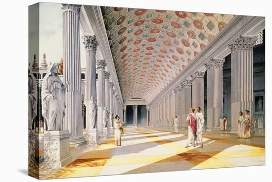 Trajan's Forum - Reconstruction of the Colonnade-Italian School-Stretched Canvas