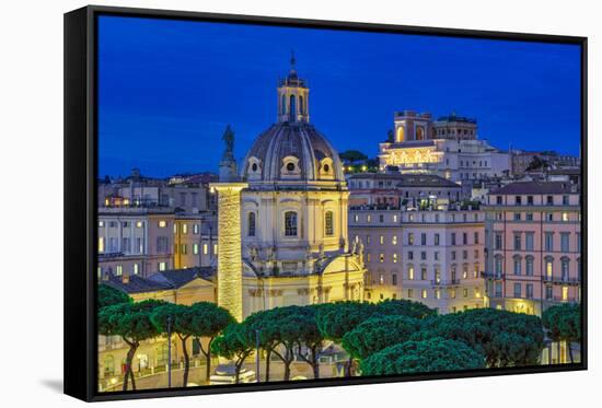 Trajans Column (Colonna Traiana) and Chiesa del Santissimo Nome di Maria al Foro Traiano-bestravelvideo-Framed Stretched Canvas