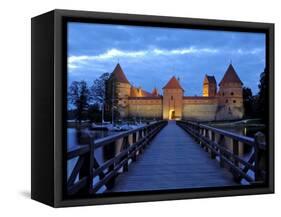 Trakai Castle Illuminated at Night, Trakai, Near Vilnius, Lithuania, Baltic States, Europe-Gary Cook-Framed Stretched Canvas