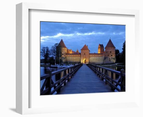 Trakai Castle Illuminated at Night, Trakai, Near Vilnius, Lithuania, Baltic States, Europe-Gary Cook-Framed Photographic Print