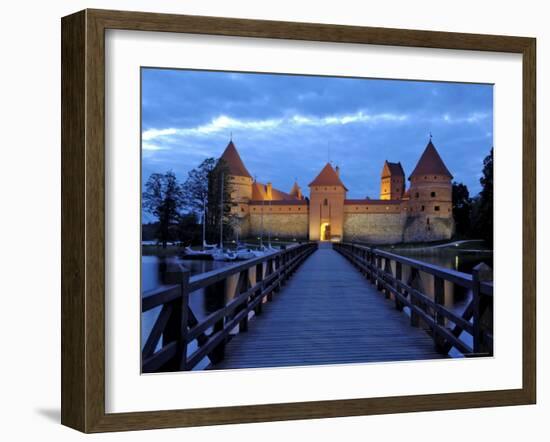 Trakai Castle Illuminated at Night, Trakai, Near Vilnius, Lithuania, Baltic States, Europe-Gary Cook-Framed Photographic Print