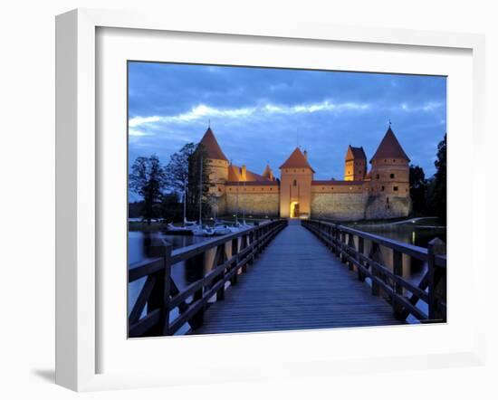 Trakai Castle Illuminated at Night, Trakai, Near Vilnius, Lithuania, Baltic States, Europe-Gary Cook-Framed Photographic Print