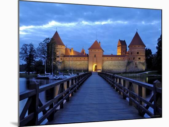 Trakai Castle Illuminated at Night, Trakai, Near Vilnius, Lithuania, Baltic States, Europe-Gary Cook-Mounted Photographic Print