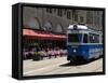 Tram and Restaurant, Zurich, Switzerland, Europe-Richardson Peter-Framed Stretched Canvas