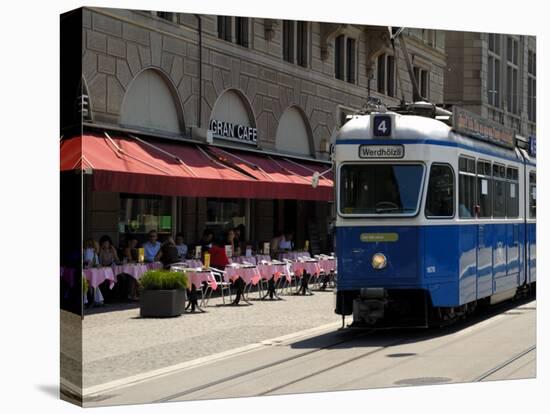 Tram and Restaurant, Zurich, Switzerland, Europe-Richardson Peter-Stretched Canvas