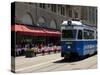 Tram and Restaurant, Zurich, Switzerland, Europe-Richardson Peter-Stretched Canvas