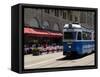 Tram and Restaurant, Zurich, Switzerland, Europe-Richardson Peter-Framed Stretched Canvas