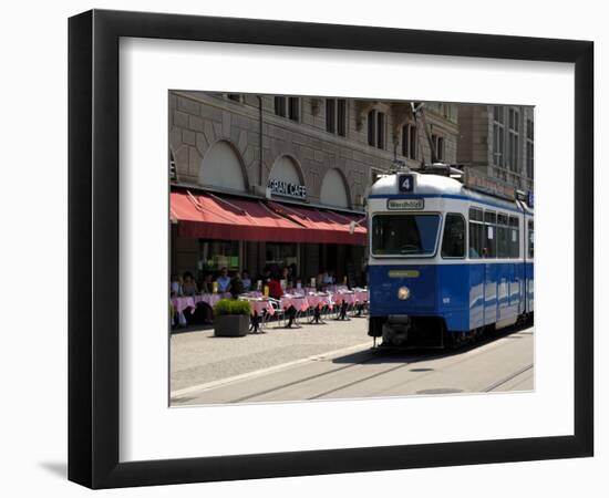 Tram and Restaurant, Zurich, Switzerland, Europe-Richardson Peter-Framed Photographic Print