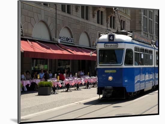 Tram and Restaurant, Zurich, Switzerland, Europe-Richardson Peter-Mounted Photographic Print