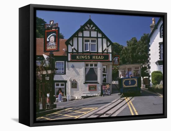 Tram Arriving at Victoria Station in Llandudno, Llandudno-Nigel Blythe-Framed Stretched Canvas