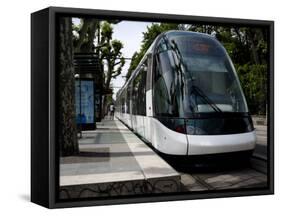 Tram at Tram Station, Strasbourg, Alsace, France, Europe-Richardson Peter-Framed Stretched Canvas