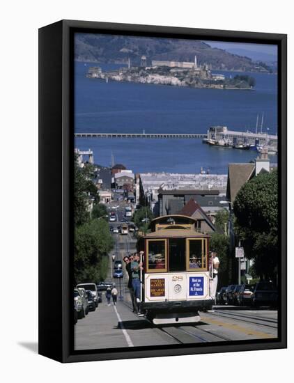 Tram, Hyde St, San Francisco, California, USA-Walter Bibikow-Framed Stretched Canvas