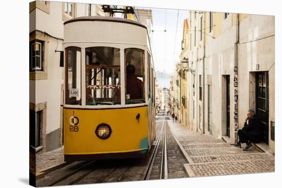 Tram in Elevador Da Bica, Lisbon, Portugal-Ben Pipe-Stretched Canvas