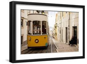 Tram in Elevador Da Bica, Lisbon, Portugal-Ben Pipe-Framed Photographic Print