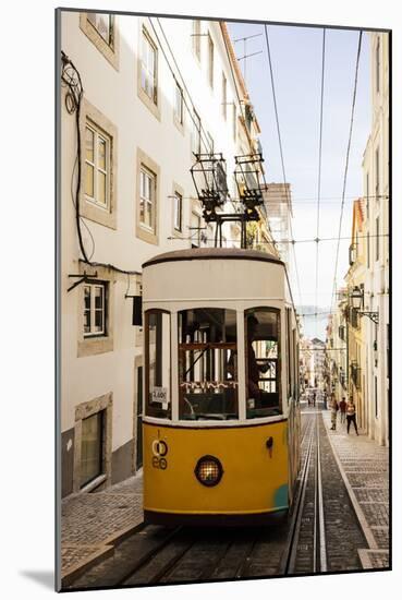 Tram in Elevador Da Bica, Lisbon, Portugal-Ben Pipe-Mounted Photographic Print