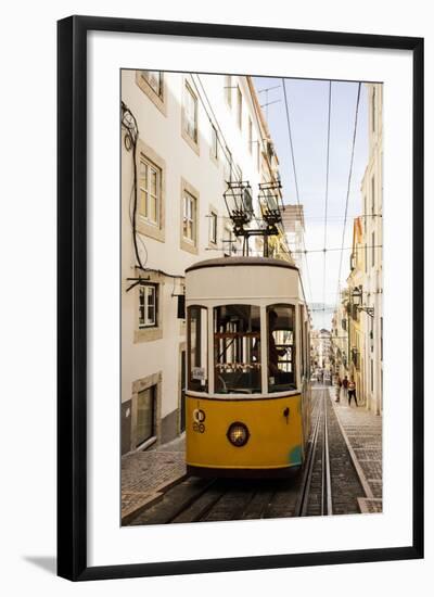 Tram in Elevador Da Bica, Lisbon, Portugal-Ben Pipe-Framed Photographic Print