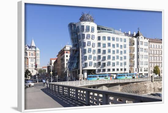 Tram in Front of the Dancing House (Ginger and Fred) by Frank Gehry-Markus-Framed Photographic Print