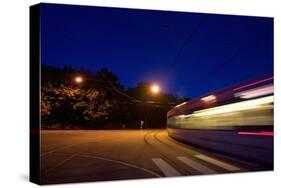 Tram in Norway at Night-Felipe Rodríguez-Stretched Canvas