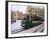 Tram in Street in Winter, Helsinki, Finland, Scandinavia-Gavin Hellier-Framed Photographic Print