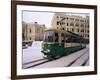 Tram in Street in Winter, Helsinki, Finland, Scandinavia-Gavin Hellier-Framed Photographic Print