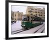 Tram in Street in Winter, Helsinki, Finland, Scandinavia-Gavin Hellier-Framed Photographic Print