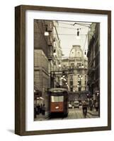 Tram on a Street, Piazza Del Duomo, Milan, Lombardy, Italy-null-Framed Photographic Print