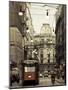 Tram on a Street, Piazza Del Duomo, Milan, Lombardy, Italy-null-Mounted Photographic Print