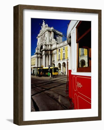 Tram on Praca De Commercio, Lisbon, Portugal-Izzet Keribar-Framed Photographic Print