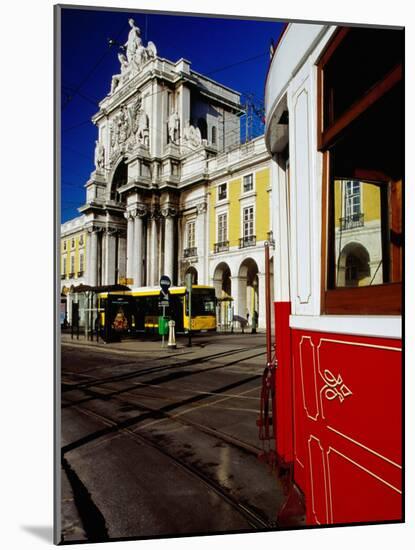 Tram on Praca De Commercio, Lisbon, Portugal-Izzet Keribar-Mounted Photographic Print