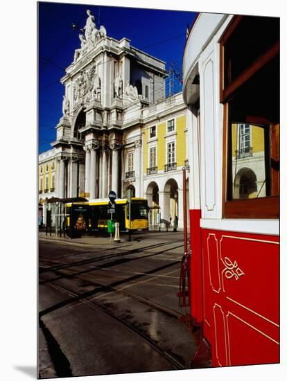 Tram on Praca De Commercio, Lisbon, Portugal-Izzet Keribar-Mounted Photographic Print