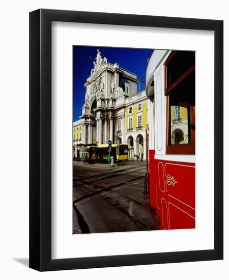 Tram on Praca De Commercio, Lisbon, Portugal-Izzet Keribar-Framed Premium Photographic Print