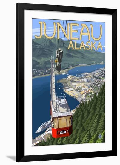 Tram over Juneau, Alaska-Lantern Press-Framed Art Print